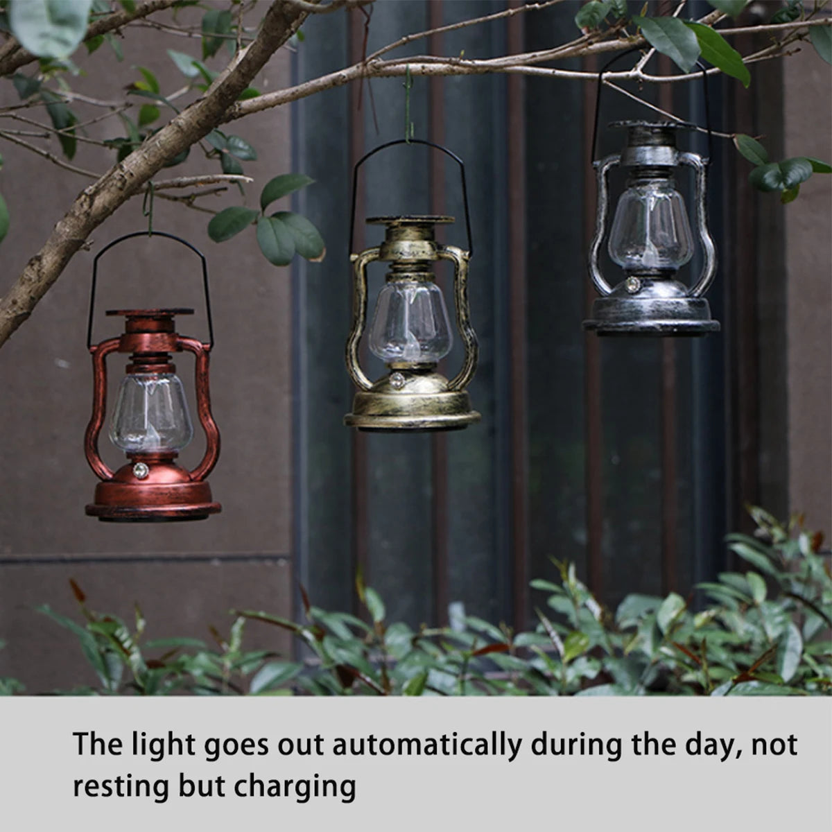 LED Solar Candle Light Retro Kerosene Lamp Solar Powered Hanging Light Outdoor Portable Lantern Light Courtyard Garden Decor