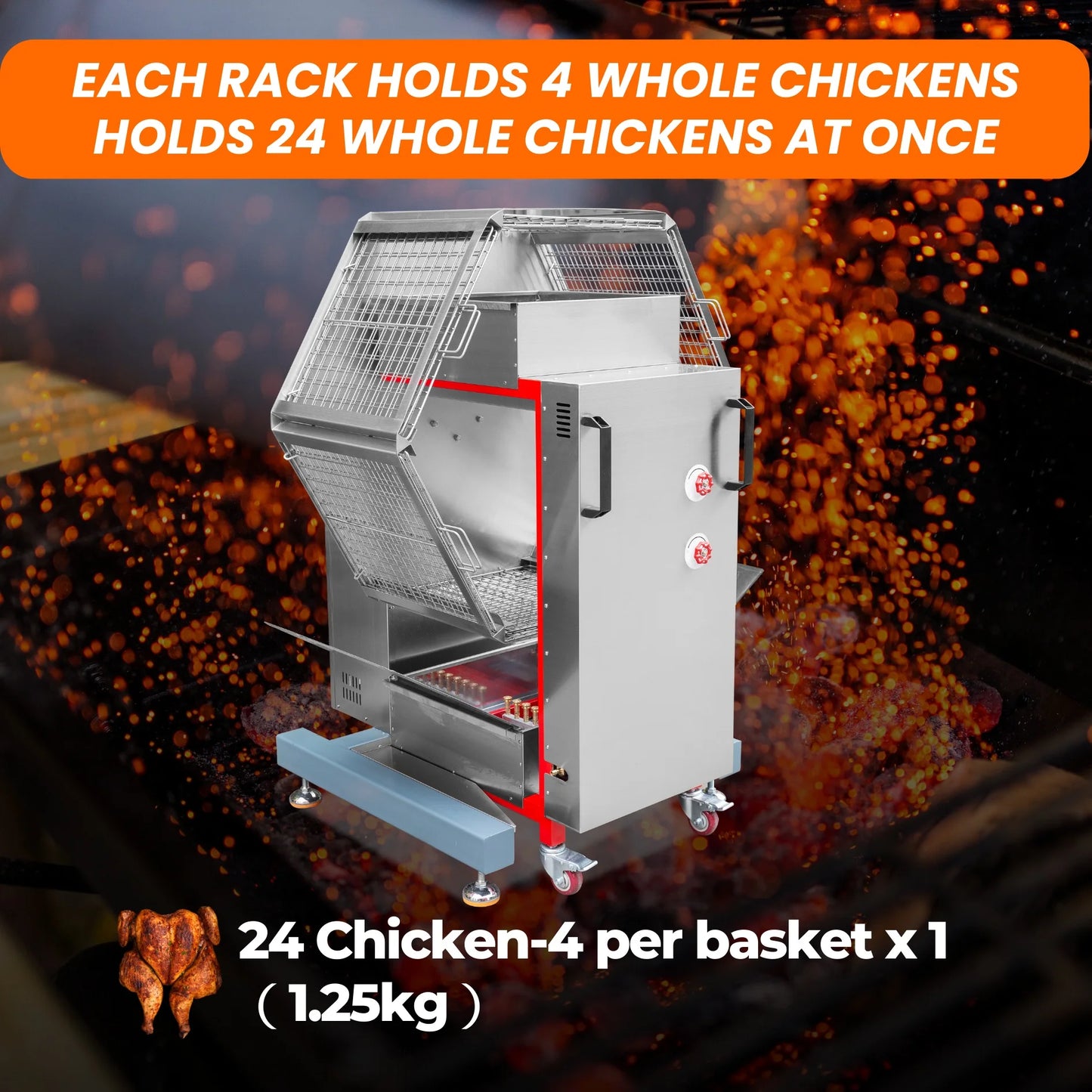 Hot Sale Barbecue Restaurant Charcoal Chicken Rotisserie Machine Truck 220V Flame Grill Broiler With Great Price