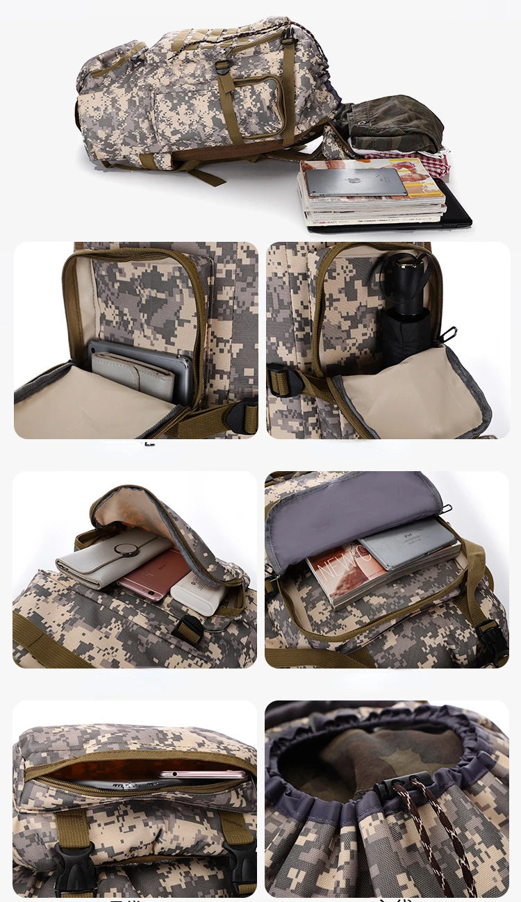 Men's 80L Large Hiking Mountaineering Backpack Climbing Hiking Backpack Camping Backpack Sport Outdoor Rucksack Bag