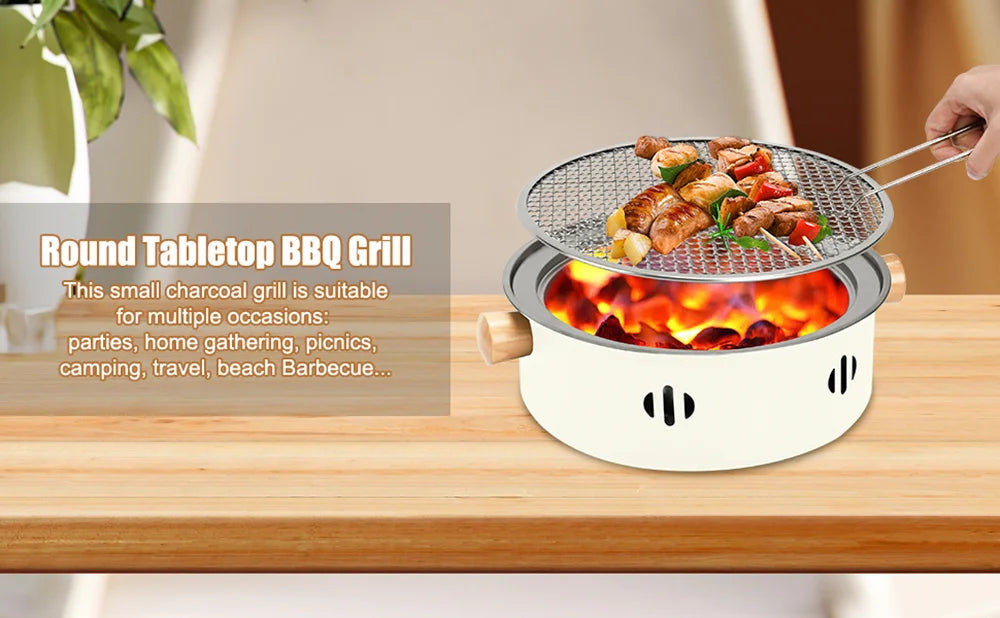 Mini Charcoal Barbecue Grill for Home Outdoor Camping Beach Picnic BBQ Grill Barbecue Stove, Multifunctional Charcoal BBQ Stove
