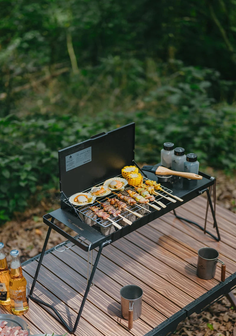 Naturehike Camping Portable Foldable Barbecue Grill Outdoor Mini Camping Grilling Rack 2-speed Adjustable Fire Mini BBQ Table