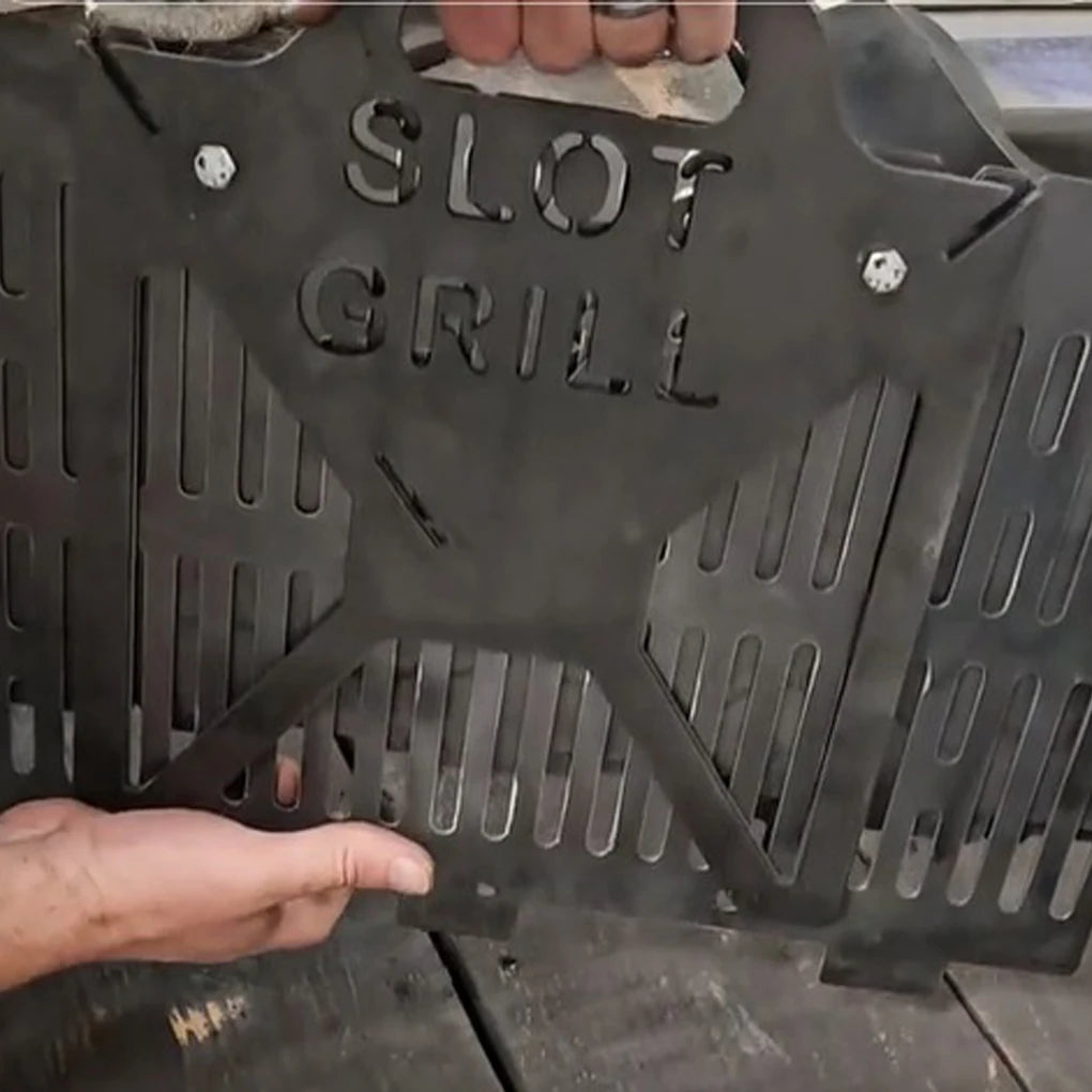 1PC Compact Outdoor Grill Foldable Slot Grill Portable Slot Grill Collapsible BBQ Tool-free Setup Lightweight Steel for Camping