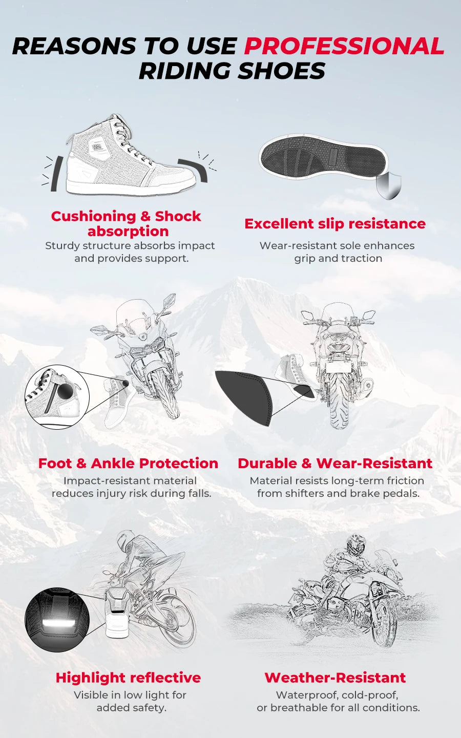 KEMIMOTO Motorcycle Riding Short Boots Men Summer commuting Shoes Sneakers Anti-slip Protection Breathable Casual rides Gear