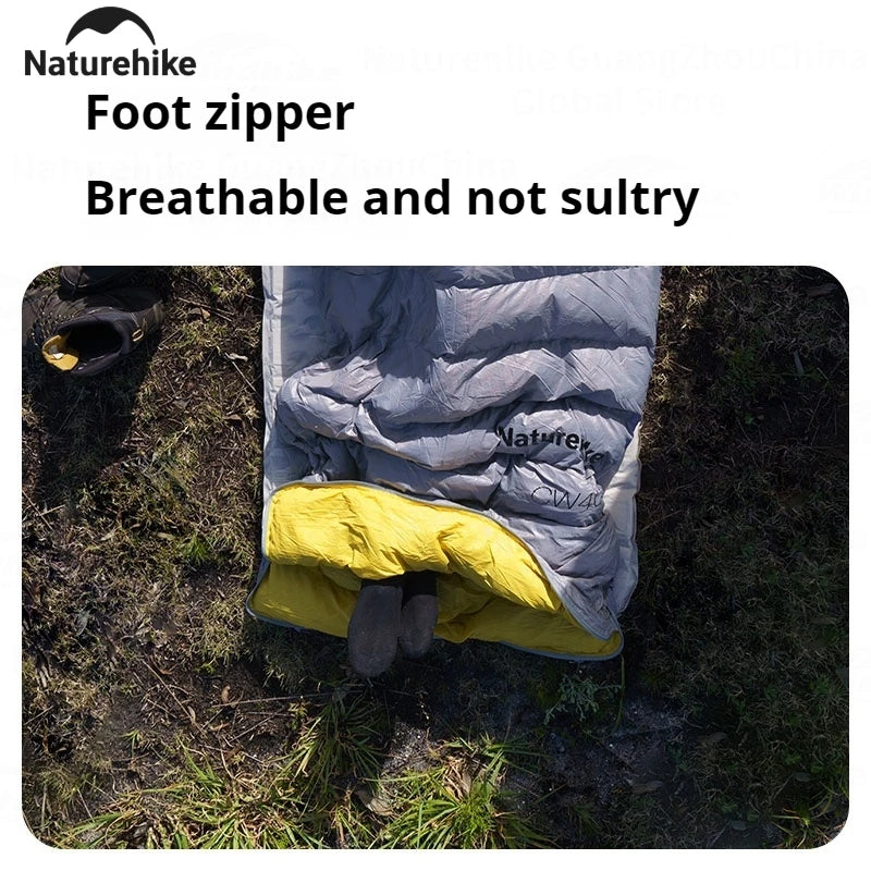 Naturehike CW400 Sleeping Bag Winter 650FP Duck Down Hooded Hiking Sleeping Bag 20D Nylon Waterproof Ultralight Envelope Warm