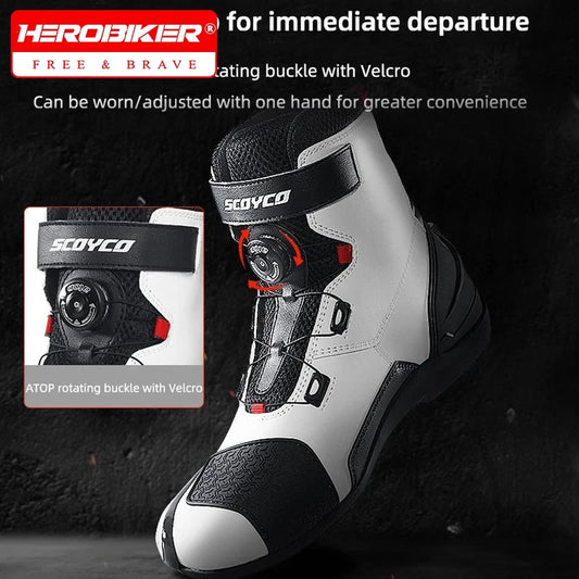 SCOYCO Motocross Boots Men Anti-fall Non-slip Motorcycle Protective Boots Breathable Wear-resistant Motorcyclist Shoes Equipment