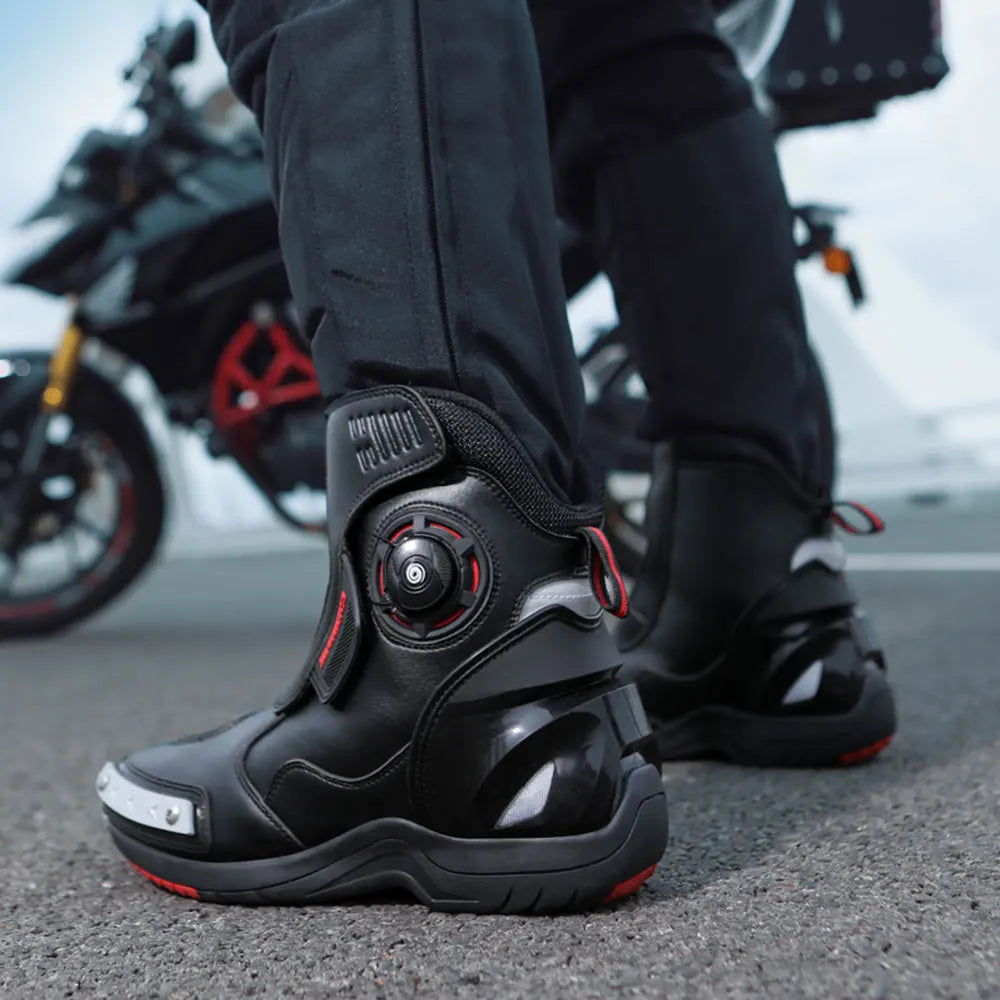 Fashion Men's Motorcycle Boots Waterproof Anti-Slip Motorbike Boots Man Motos Riding Shoes TPU Anti-collision Motocross Boot