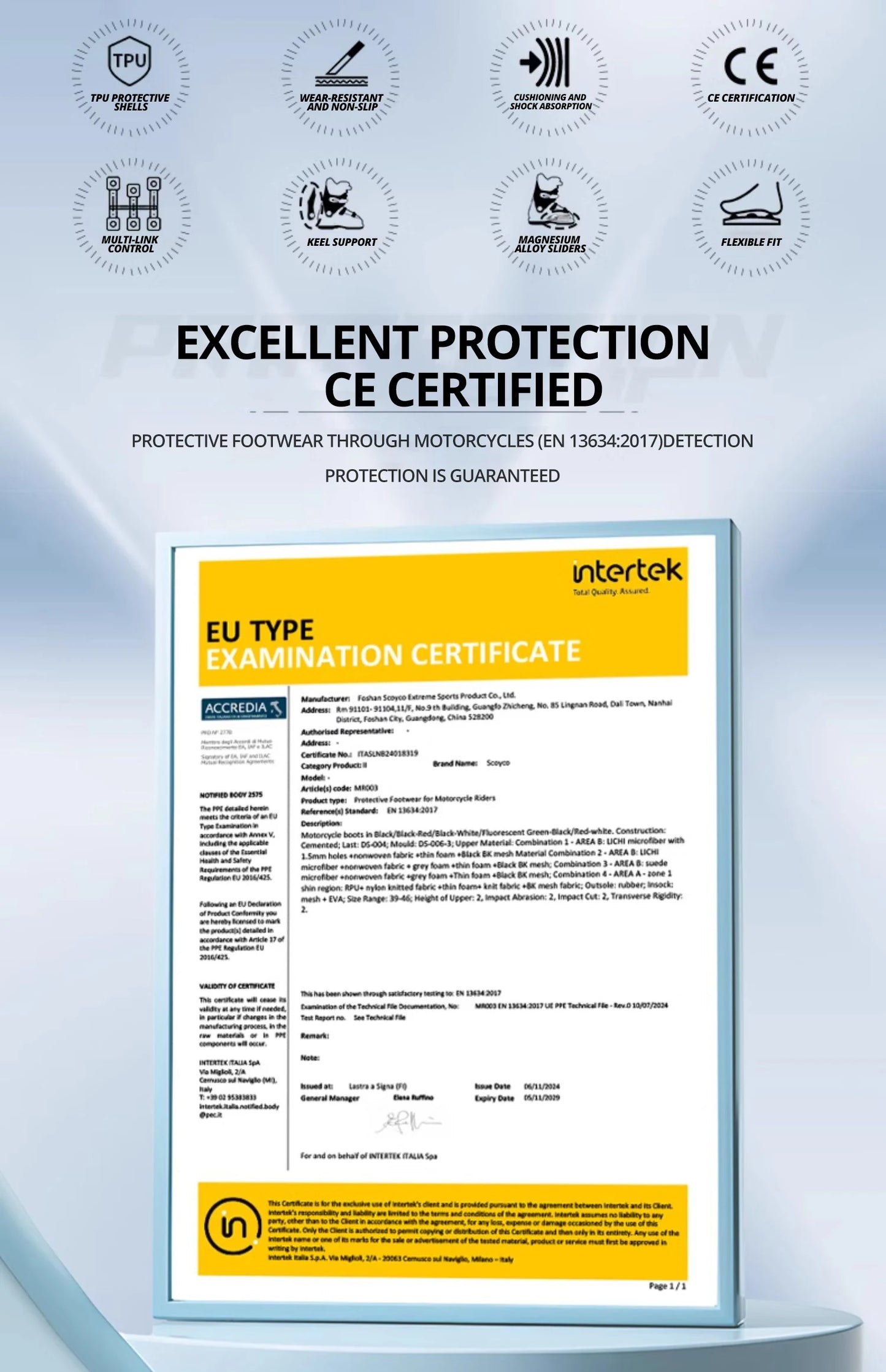 SCOYCO Knee-High Motorcycle Boots For Men Women Off-Road Highway Riding Durable Anti-Slip Sole Ankle Support All-Terrain Grip