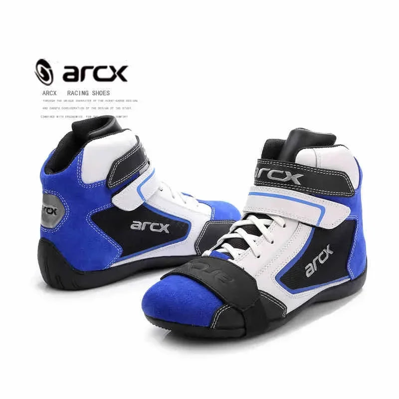 NEW ARCX Men's Motorcycle Boots Leisure Blue bottes moto Leather motorboats Street Moto Racing Ankle Four Seasons casual shoes