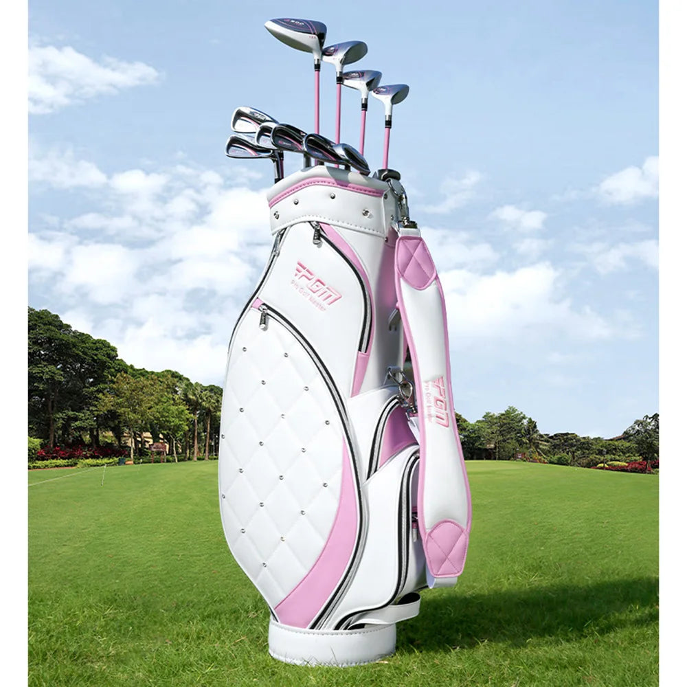 PGM Women Golf Stand Bag Portable Thickened Waterproof Cloth Ball Bag Wear Resistant High Quality Light TPU Golf Clubs Bag QB103