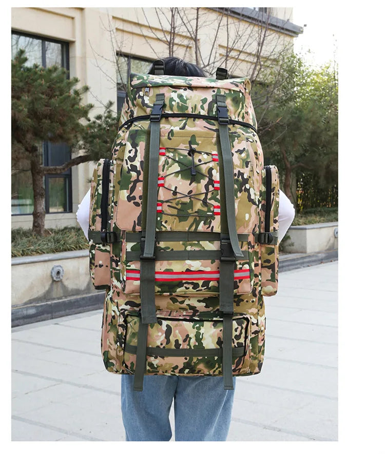 130L Large Capacity Mountaineering Bag Suitable  Outdoor Travel Camping Climbing Adventure Multifunctional Waterproof  Backpack