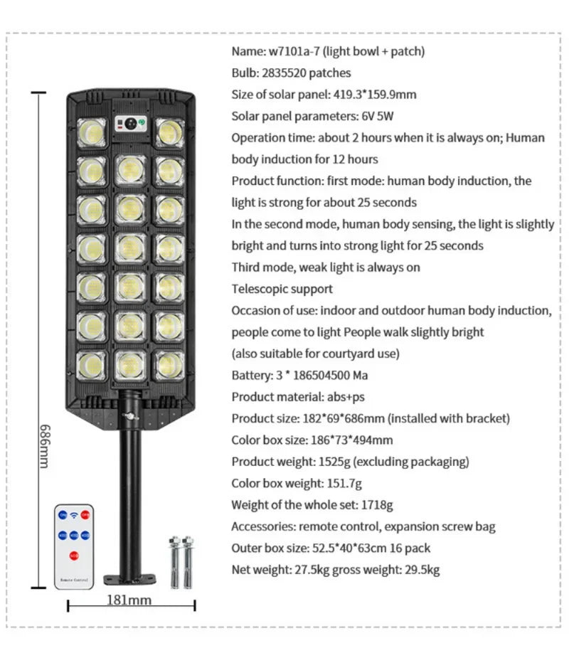 Newest Solar Street Lights Motion Sensor LED Solar Flood Light Dusk To Dawn Outdoor IP66 Waterproof LED Security Lamp for Yard
