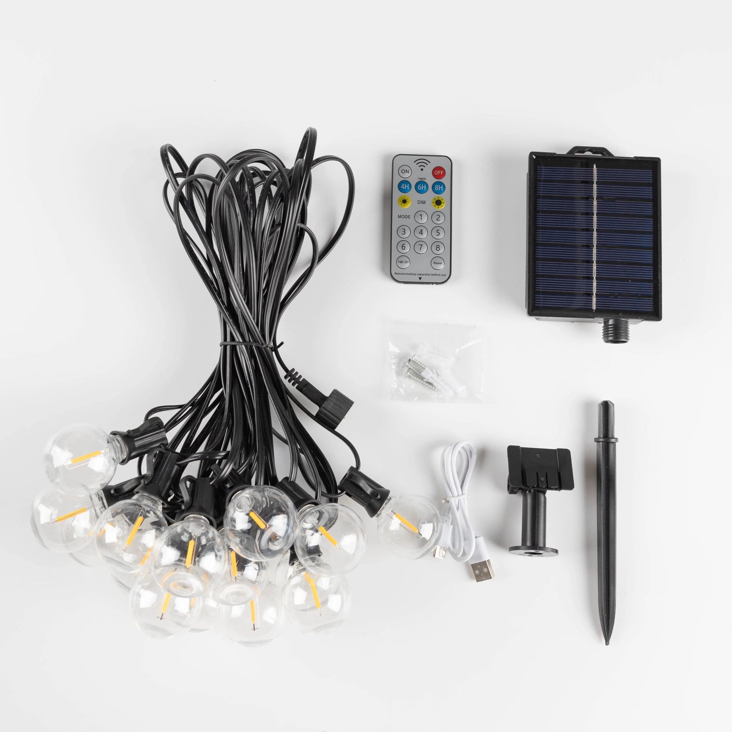 Led G40 Solar String Lights Outdoor Waterproof Garden String Lights USB Rechargeable Solar Light With Remote Decoration Light