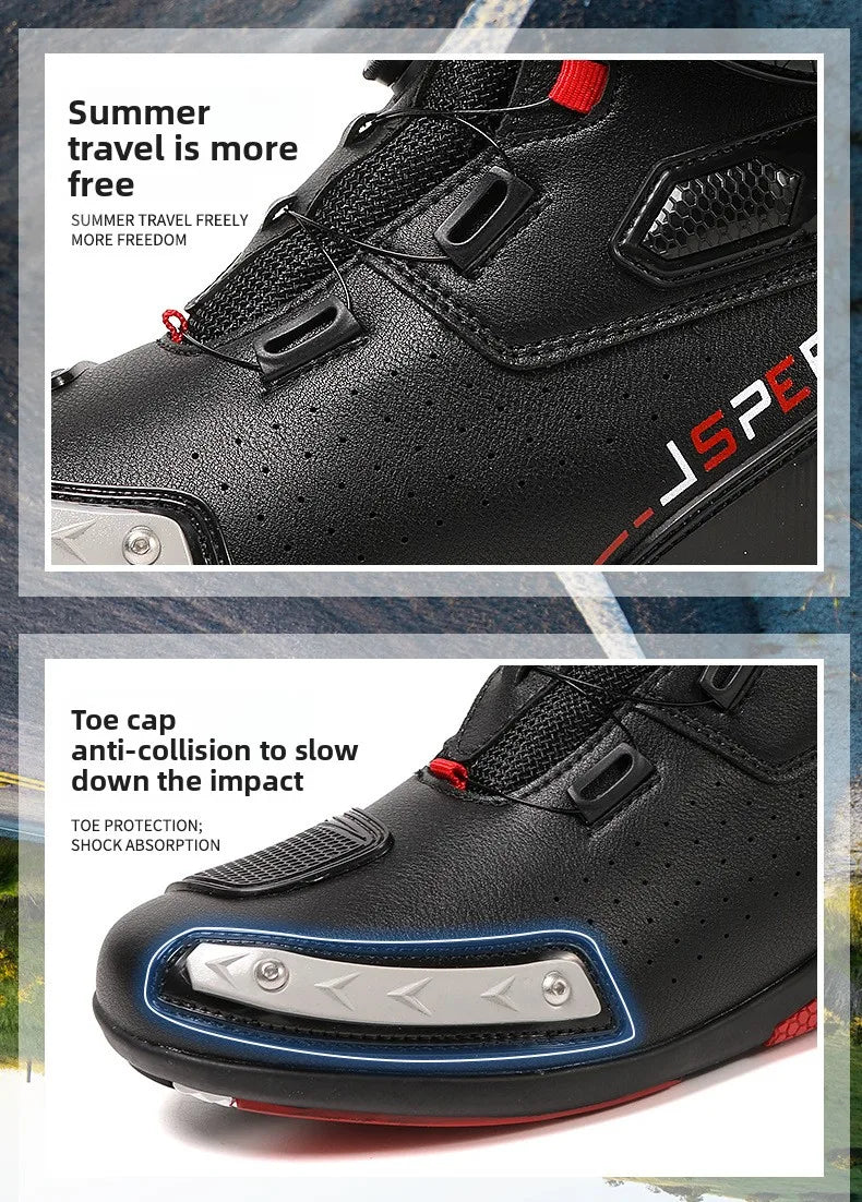 Motorcycle Boots Man Leather Motos Riders Protective Motocross Boots Waterproof Non-slip Motocross Mountain Racing Shoes