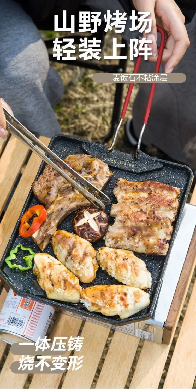 Camping Cooking Pan Non Stick Folding Picnic Frying Pan Portable Easy Clean Grill Hiking Bbq Dinner Frying Plate