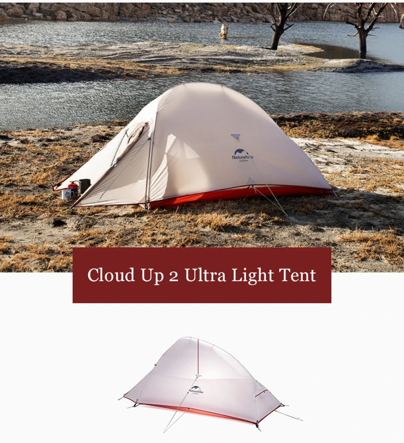 Naturehike Outdoor Upgrade Cloud Up 2 3 Person Tent 20D Nylon Silicone Double Layer Aluminum Pole Ultralight Camping Hiking Tent
