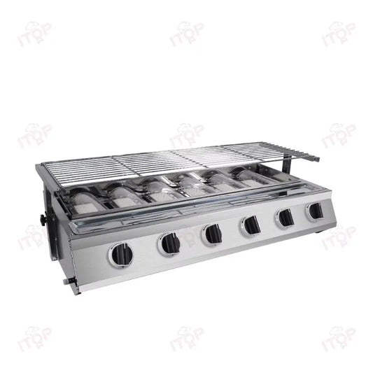 Commercial Stainless Steel Propane Gas BBQ Grill for Outdoor Street Stall Roasting Fish and Oysters