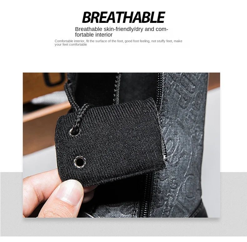 Retro Mid-Carf Punk Boots Winter Men's Plus Velvet Motorcycle Boots All-match Tooling Shoes Denim Mid-high Boots Men botas mujer