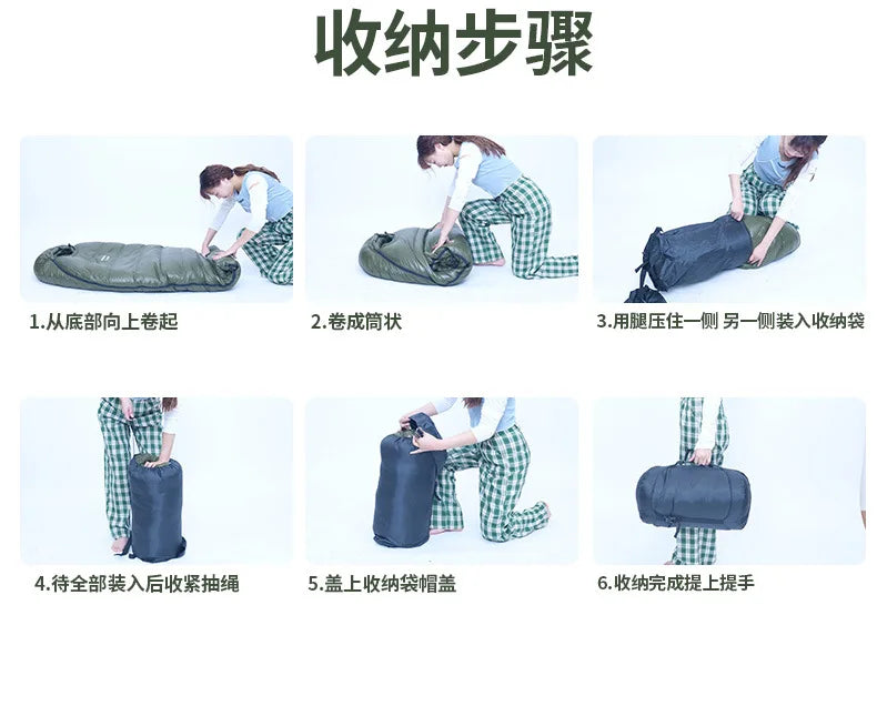 Lightweight Subzero Sleeping Bag Portable Thermal Mummy Hiking Outdoor Backpacking Rectangular Waterproof Winter Hood Camping