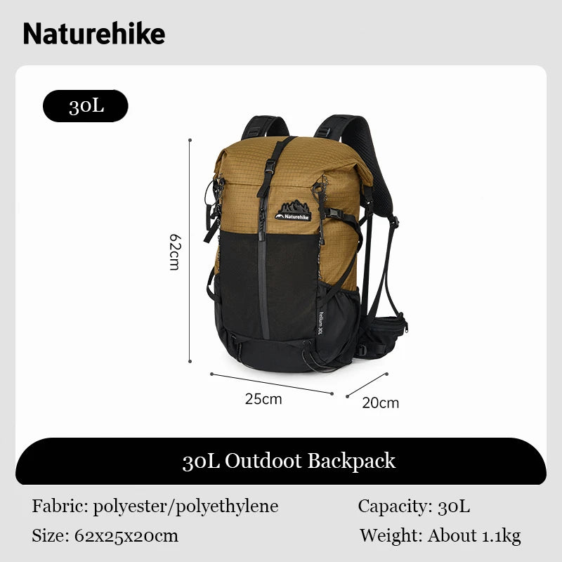 Naturehike Helium 30l Lightweight Outdoor Backpack Waterproof Breathable Hiking Camping Sports Climbing Bag With Water Bag Hole