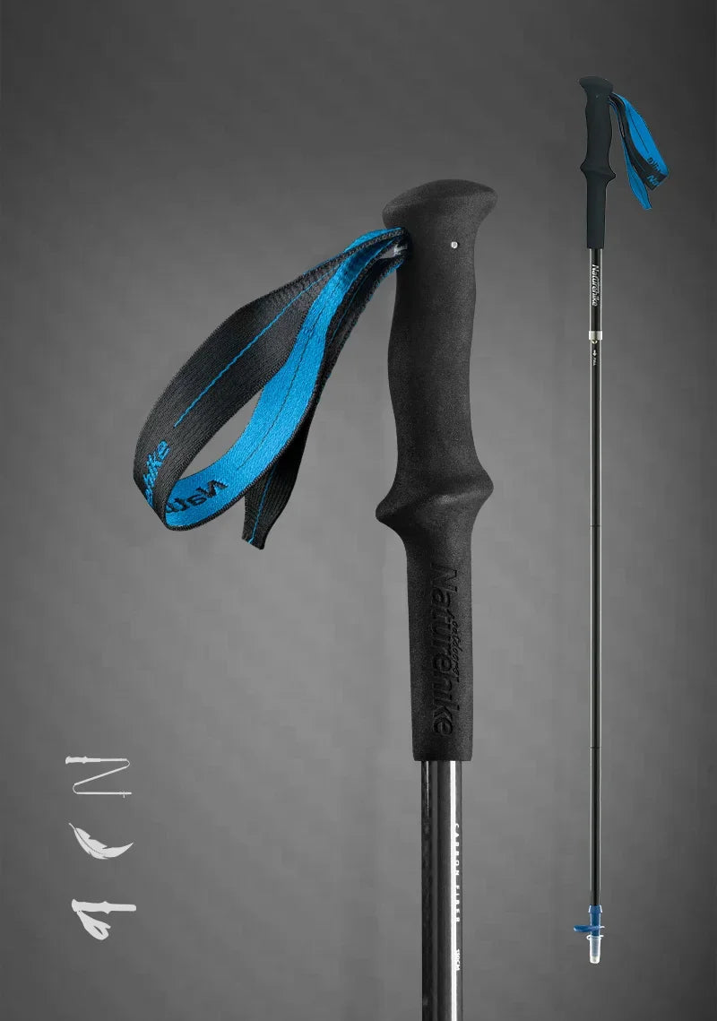 Naturehike-EXT Carbon Fiber Ultralight Walking Hiking Sticks,4 Sections Foldable Adjustable Trekking Poles Camping Hiking Tool