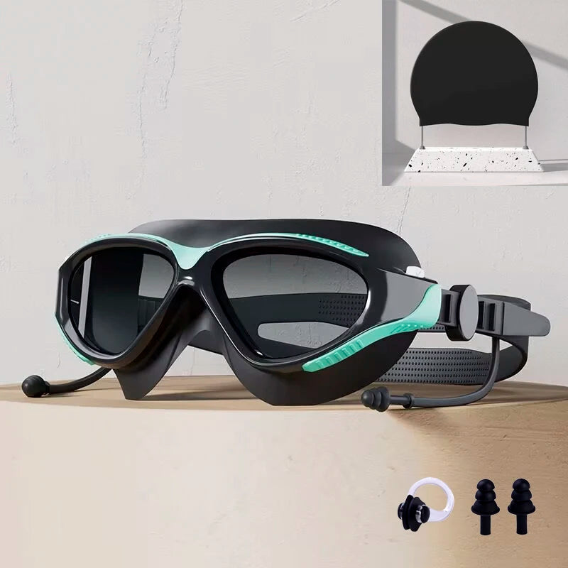 Large frame swimming goggles anti-fog professional high-definition swimming goggles adjustable wide field of vision for men and
