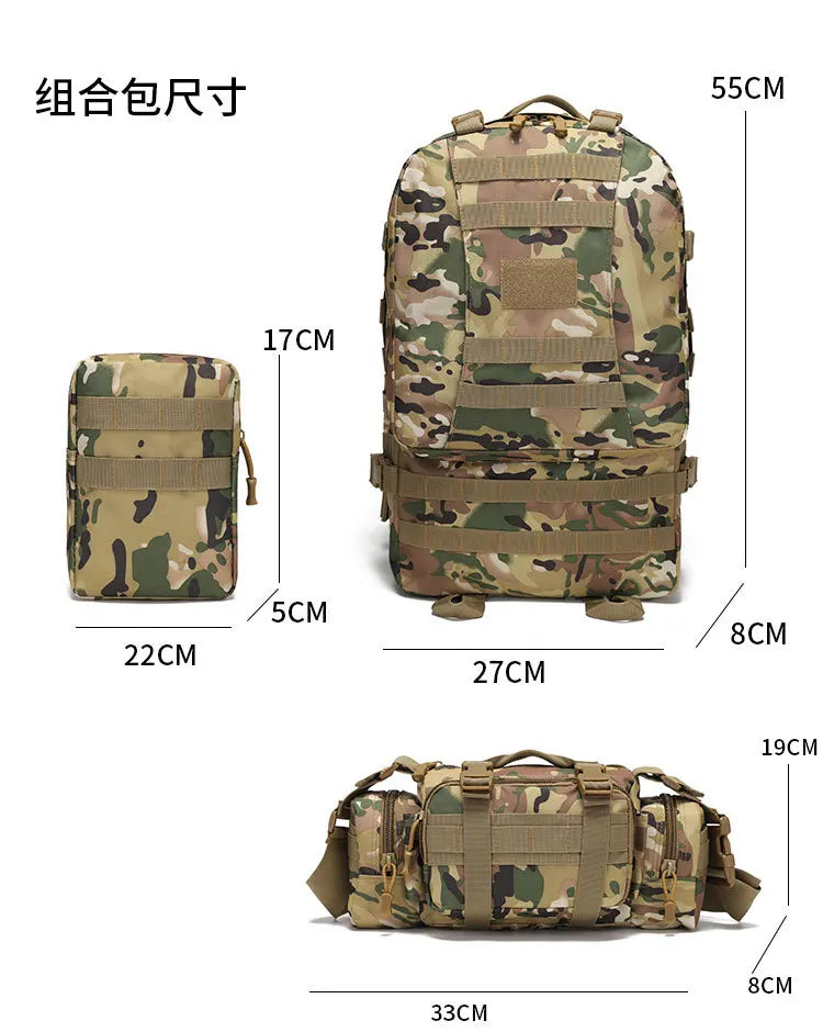 Tactical large capacity backpack camping Oxford cloth outdoor military camouflage mountaineering combination backpack