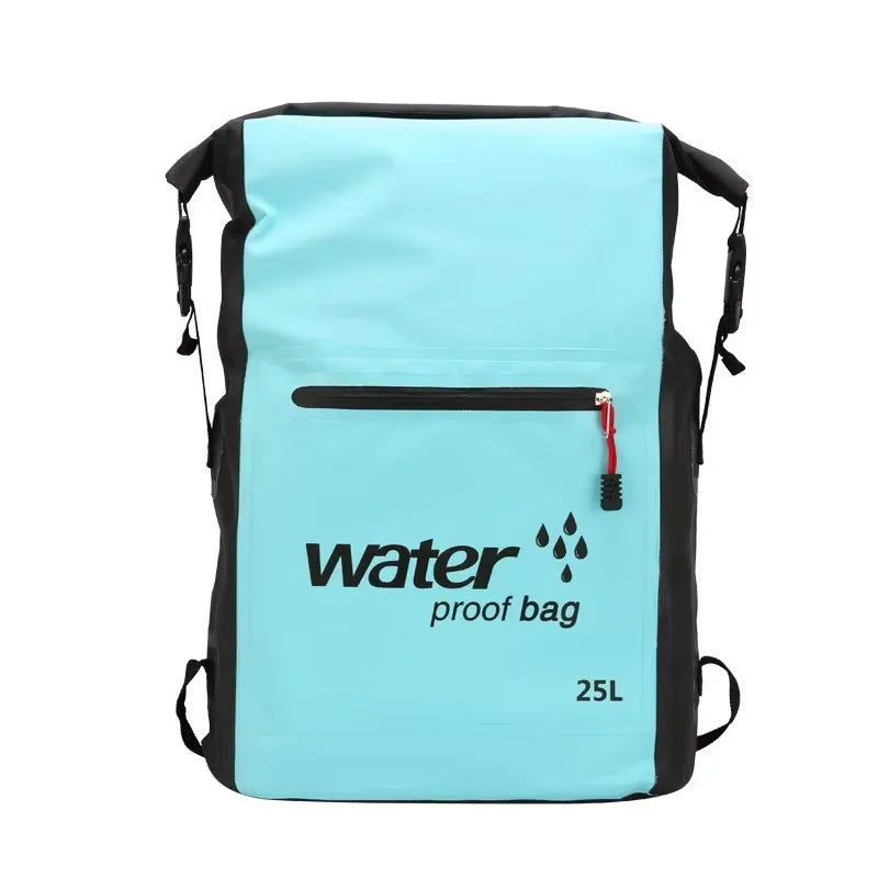 25L Foldable Hiking Bag Durable PVC Waterproof Rolltop Rucksack Backpack Abrasion-Resistant Shoulder Pack for Outdoor Adventures