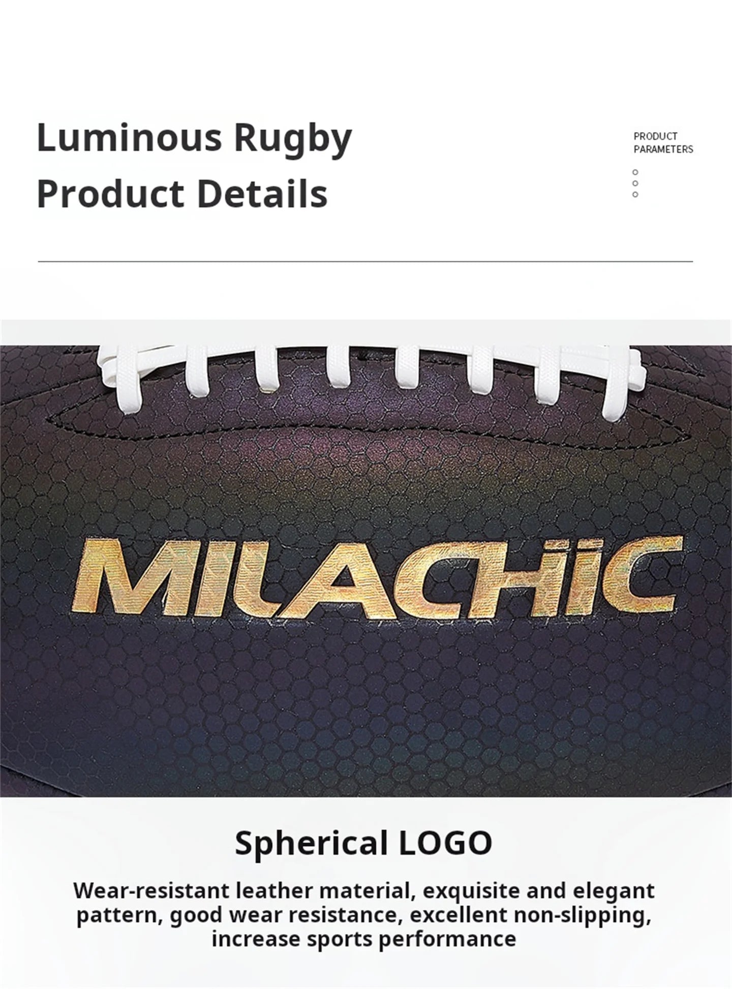 Luminous Fluorescent Reflective Rugby Pu American Standard Game Training Ball