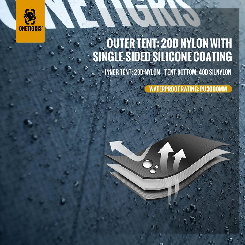 OneTigris STELLA Camping Tent Black Tigris Series Backpacking Shelter Easy Setup Instant 2-Person 4-Season Tent For Hiking