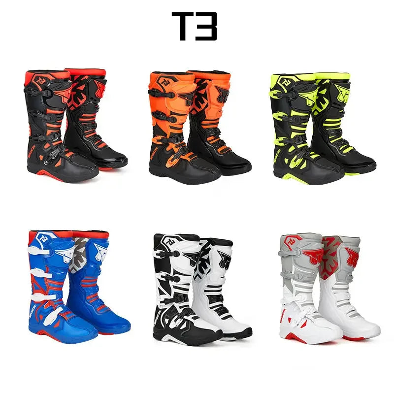 New T3 Motorcycle Boots Motocross Enduro Professional Racing Motocross Off-road Bottas Motorboat Shoes Racing Boots