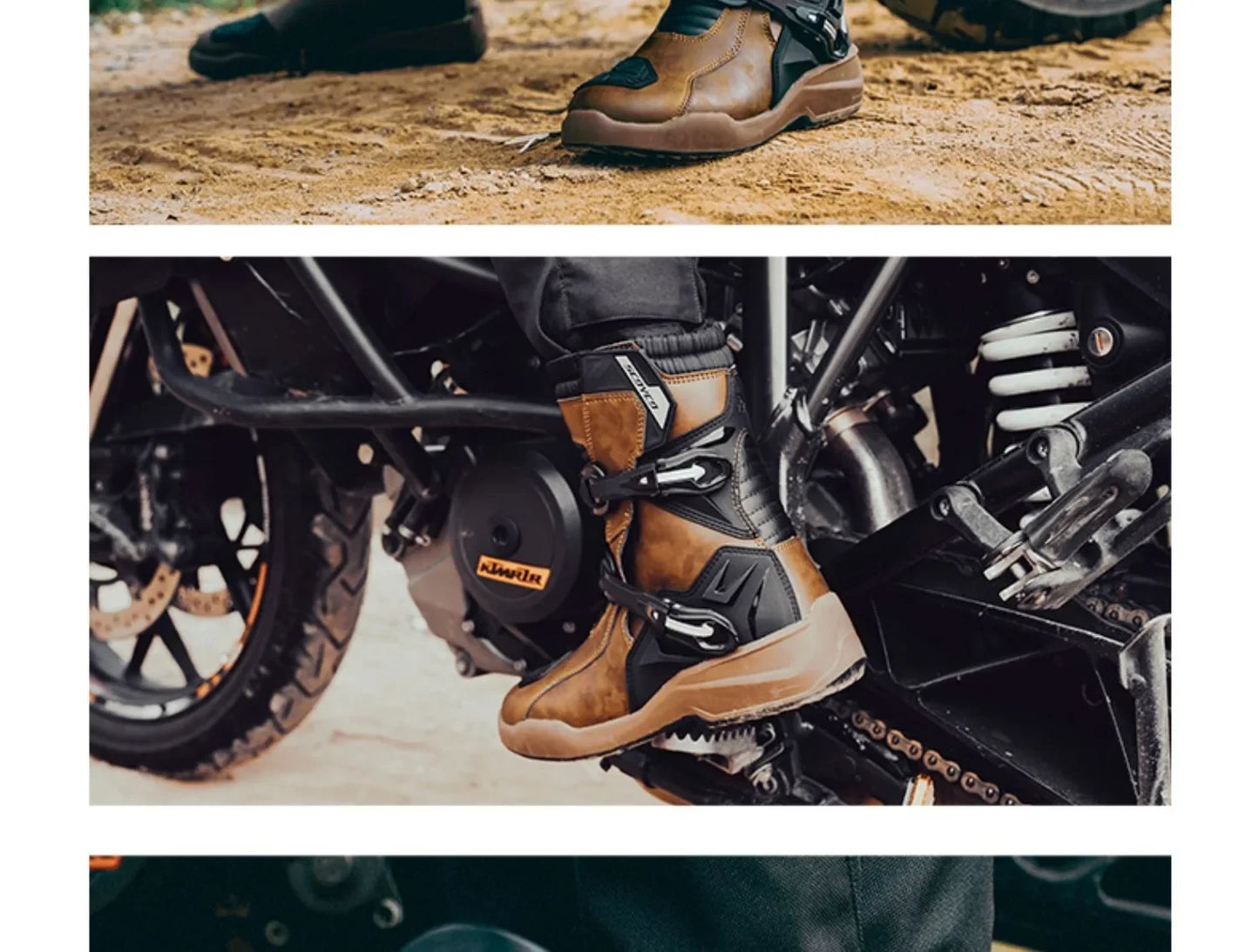 Scoyco Enduro Motorcycle Boots Waterproof Motorcyclist Botas Brown Leather Motocross Boots Off Road Racing Black For Men Knight