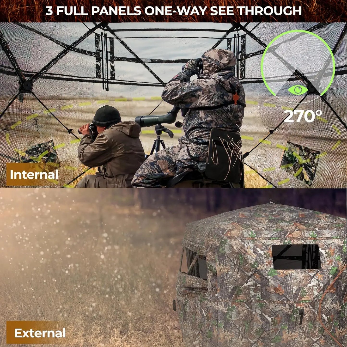 Bird Watching Tent One-way 270 ° Transparent Visible Hunting Tentage Camouflage Quick Opening Waterproof Outdoor Camping Lodge
