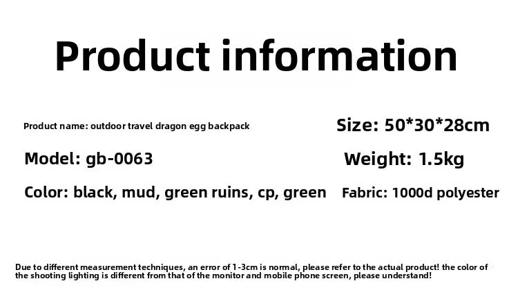 Yakota Tactical Backpack Hiking Outdoor Bag Camouflage Double Shoulder Dragon Egg Bag Student Commuter Computer Backpack