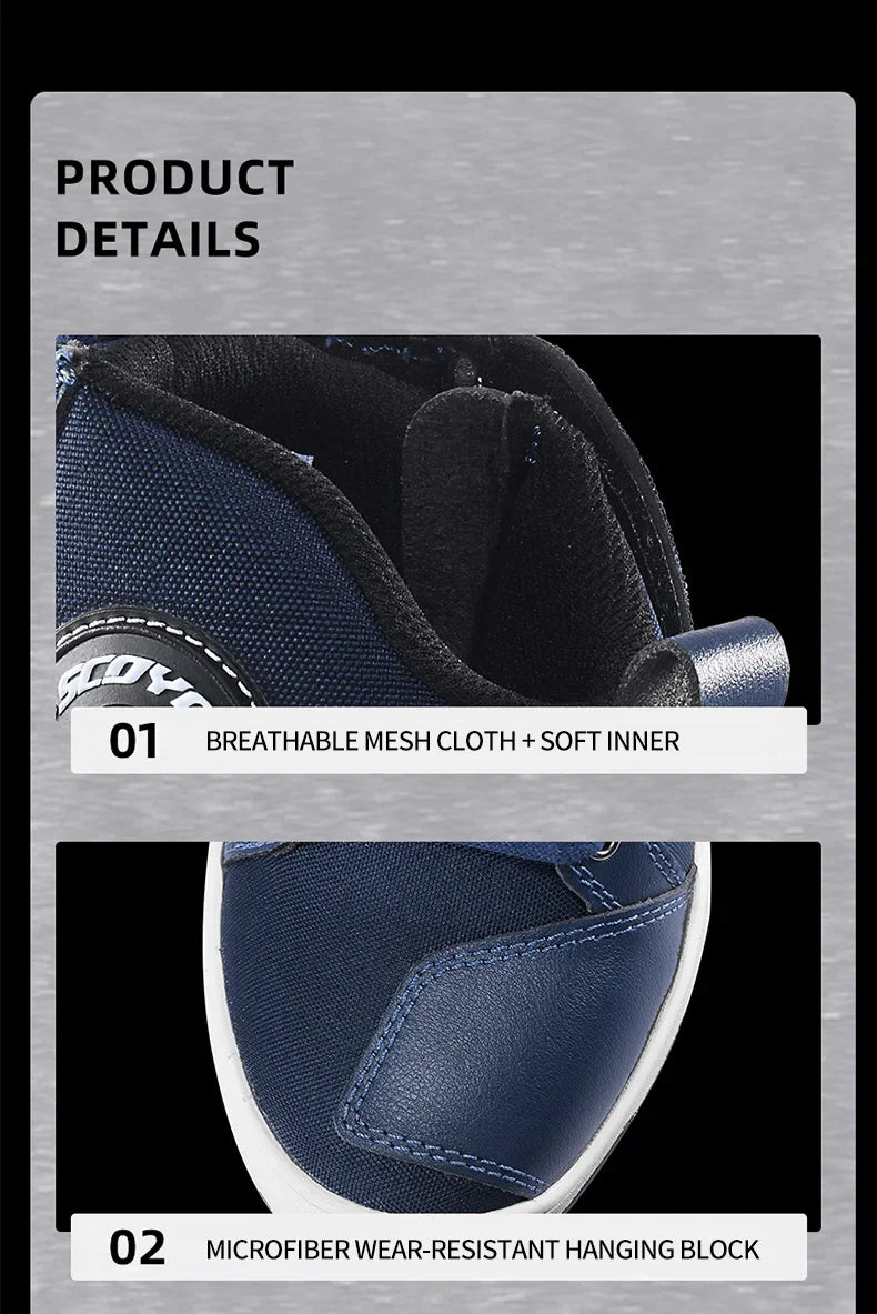 SCOYCO Commuter Motorcycle Riding Shoes Fashion Casual Hundred Crash Shoes Breathable Canvas Riding Motorcycle Boots MT068