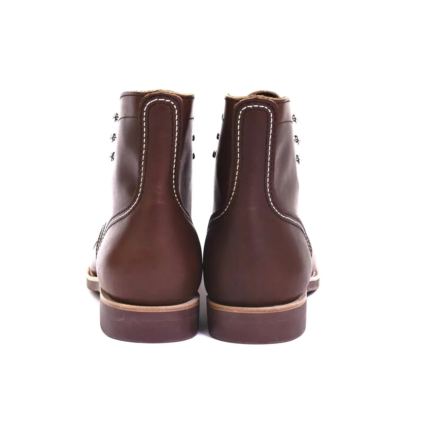 Durable Goodyear-Welted Motorcycle Rugged Heritage Boots Vintage Oil Genuine Leather 8111 Red Punk For Men Cowhide Mid-Cut Shoes