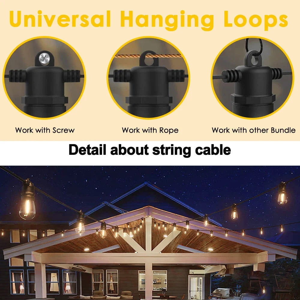 Waterproof Solar Outdoor Lights Garland E27 Shatterproof Socket Solar Light for Outdoor Decorative Solar Garden Lights Fairy