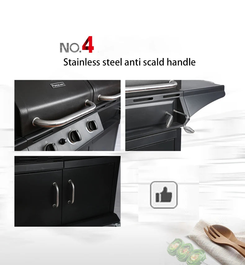 Homemade High Standard Stainless Steel Outdoor Garden High End Auto Ignition 3 Burners Gas Bbq Grill Barbecue BBQ