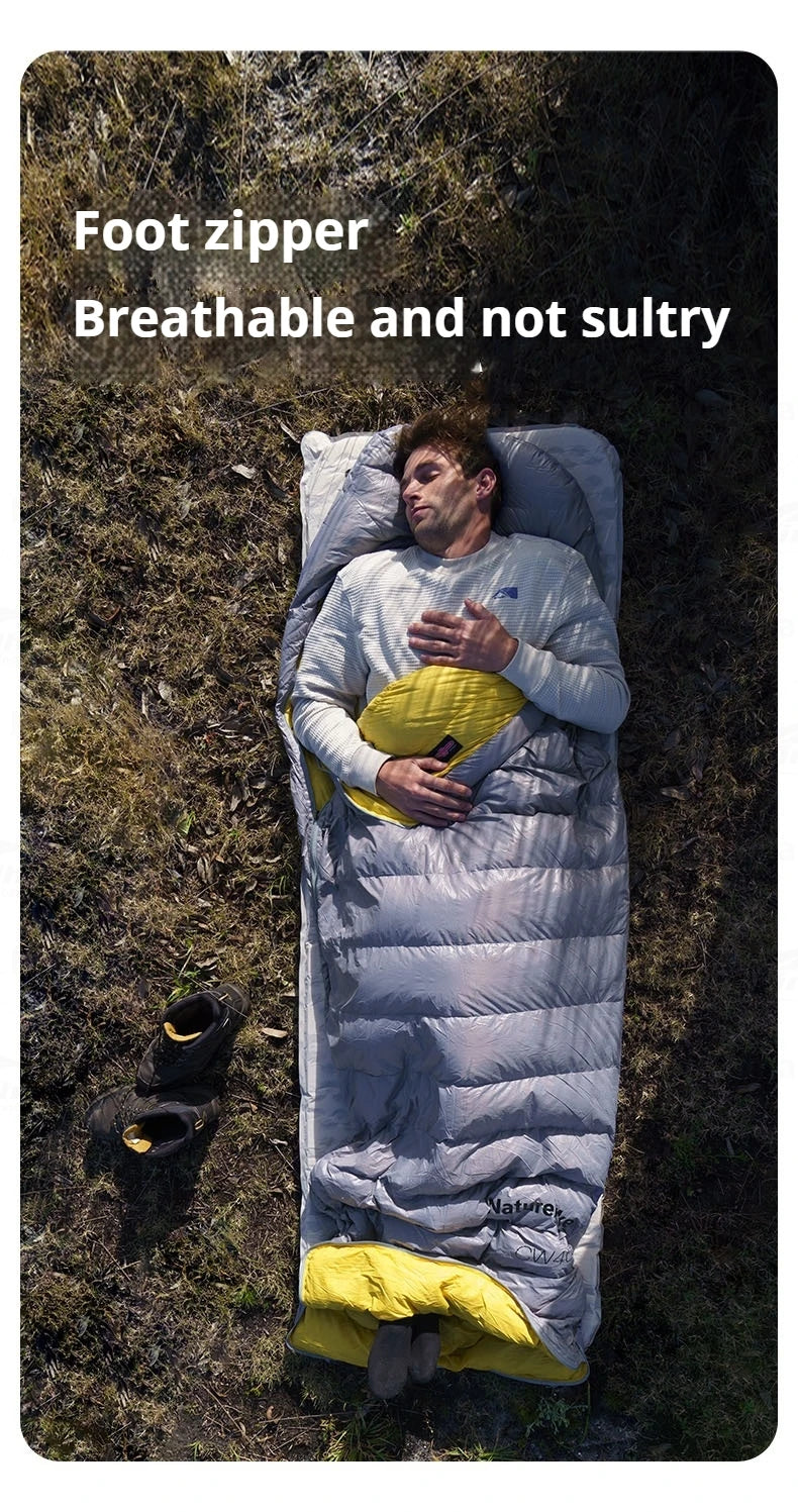 Naturehike CW400 Sleeping Bag Winter 650FP Duck Down Hooded Hiking Sleeping Bag 20D Nylon Waterproof Ultralight Envelope Warm