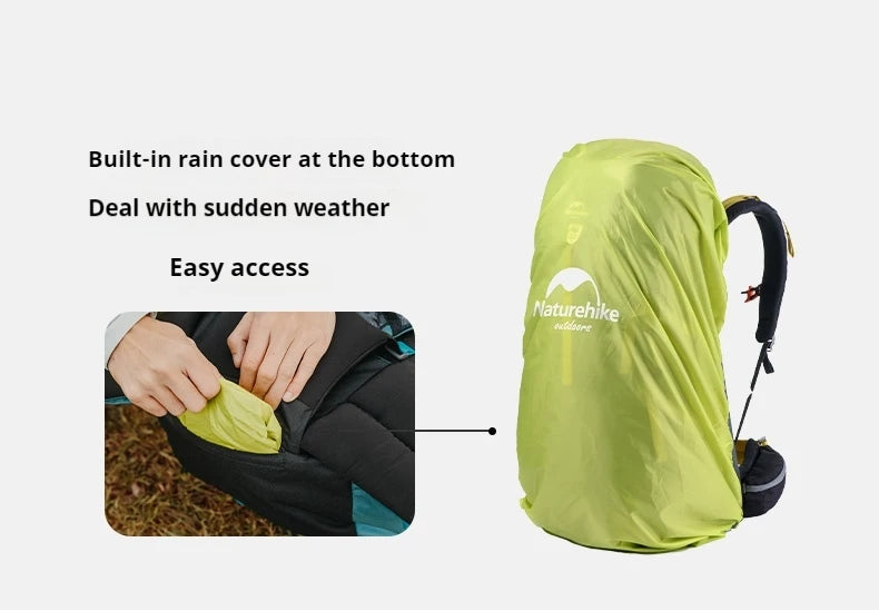 Naturehike Hiking Backpack Waterproof 45/55/65L Knapsack Climbing Travel Outdoor Sports Large Capacity Nylon Bag With Rain Cover