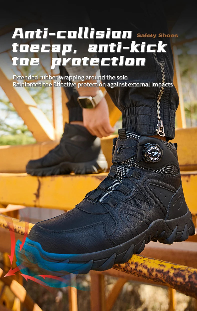 Rotating button Safety Boots Men Outdoor tactical boots Indestructible shoes Puncture-Proof Work Boots Steel toe shoes Sneakers