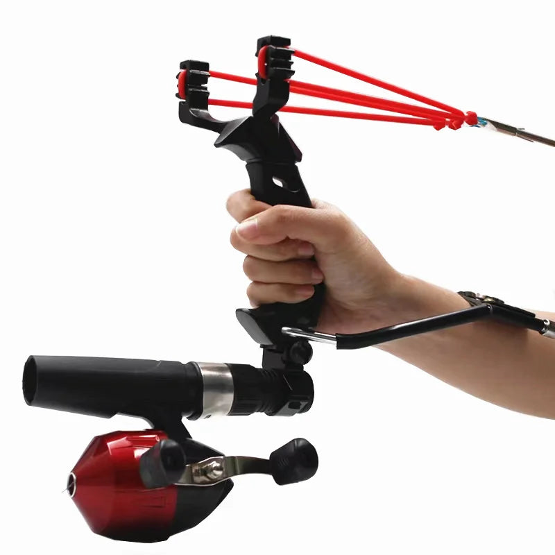 Powerful Fishing Slingsshot with Wrist Rest Outdoor Hunting All-metal Material Sling Shot Large Catapult for Fishings and Ball