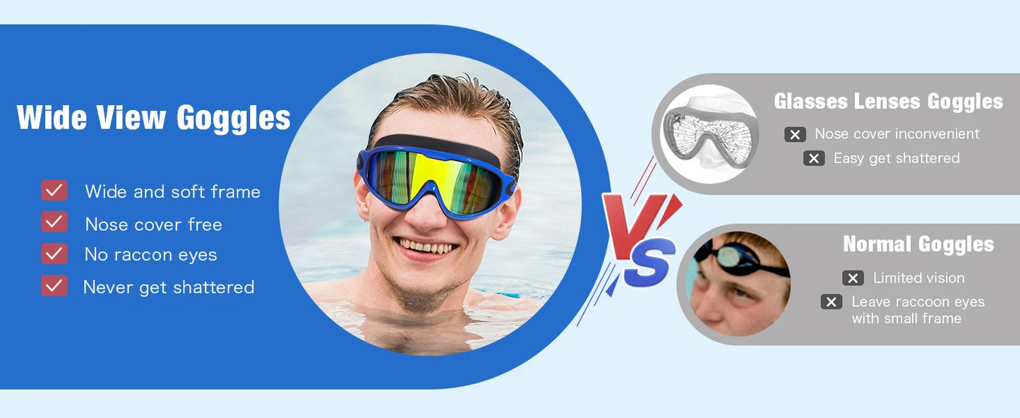Large Frame Swimming Goggles Adult High-Definition Anti Fog Electroplated Swimming Goggles For Women Men  Silicone Goggle