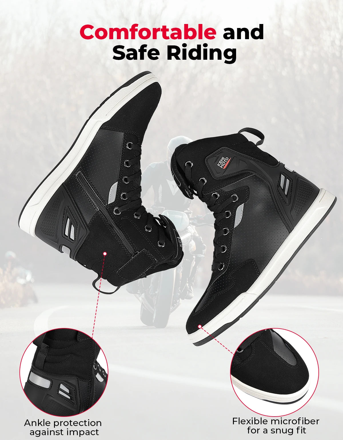 KEMIMOTO Motorcycle Riding Short Boots Men Summer commuting Shoes Sneakers Anti-slip Protection Breathable Casual rides Gear