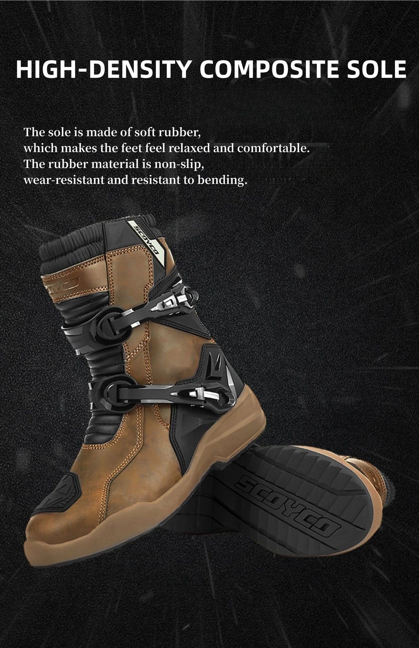 Scoyco Enduro Motorcycle Boots Waterproof Motorcyclist Botas Brown Leather Motocross Boots Off Road Racing Black For Men Knight