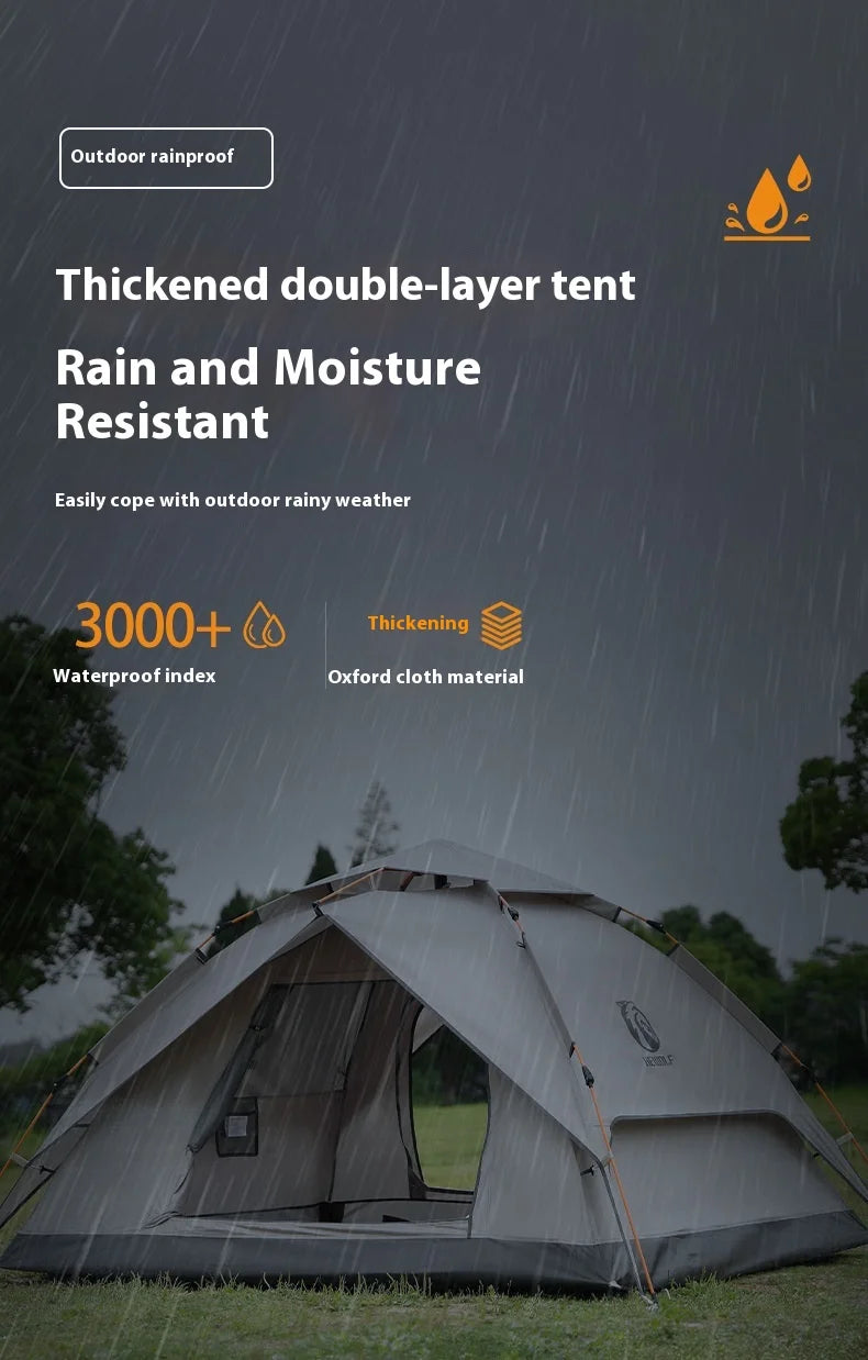 HeWolf Outdoor Double-layer Silver-coated Picnic Tent Automatic Folding Portable Waterproof Sunscreen Quick-Open Camping Tent