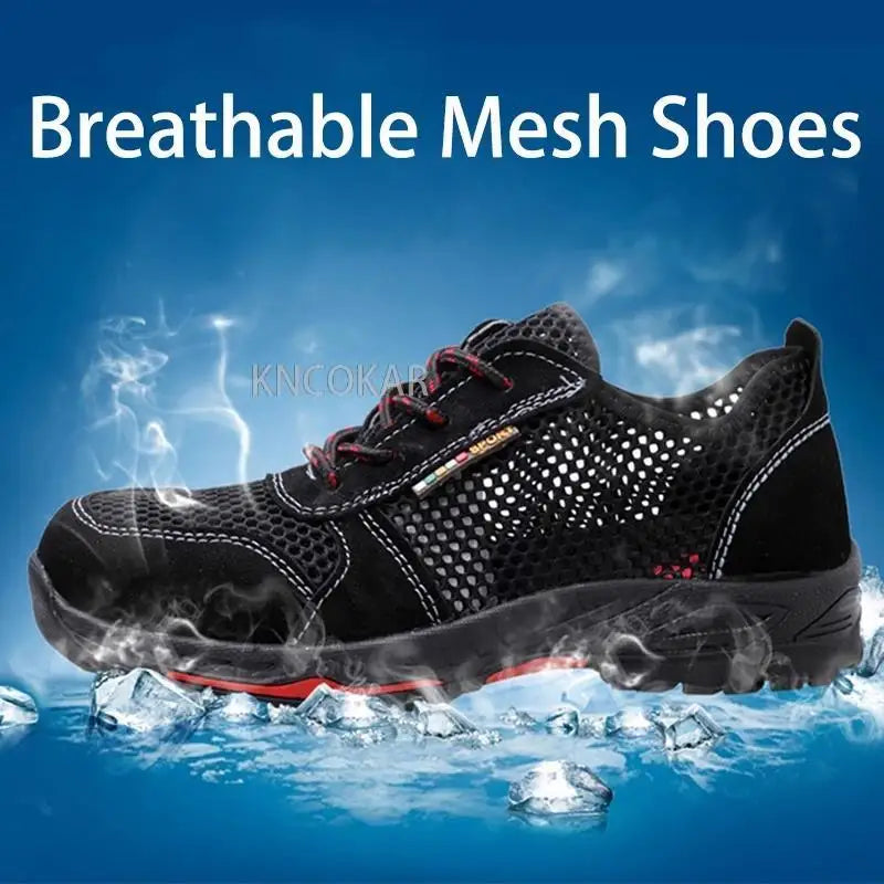 Summer Men Safety Shoes Anti-Smash Indestructible Shoes Breathable Mesh Work Shoes Men Women Work Sneakers Light Steel Toe Shoes