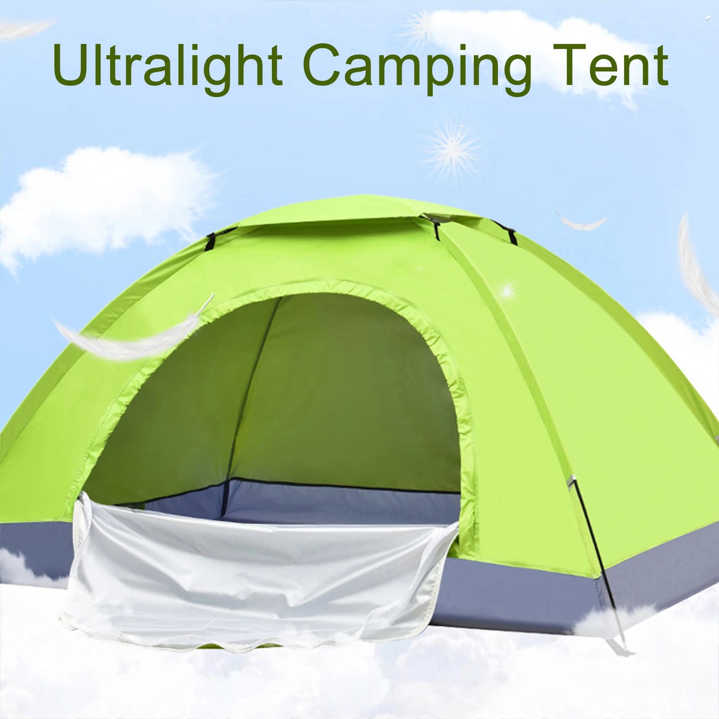Ultralight Camping Tent Single Layer Portable Hiking Tent Anti-UV Coating For Fishing Backpacking Trip Hiking Parts 1/2 Person