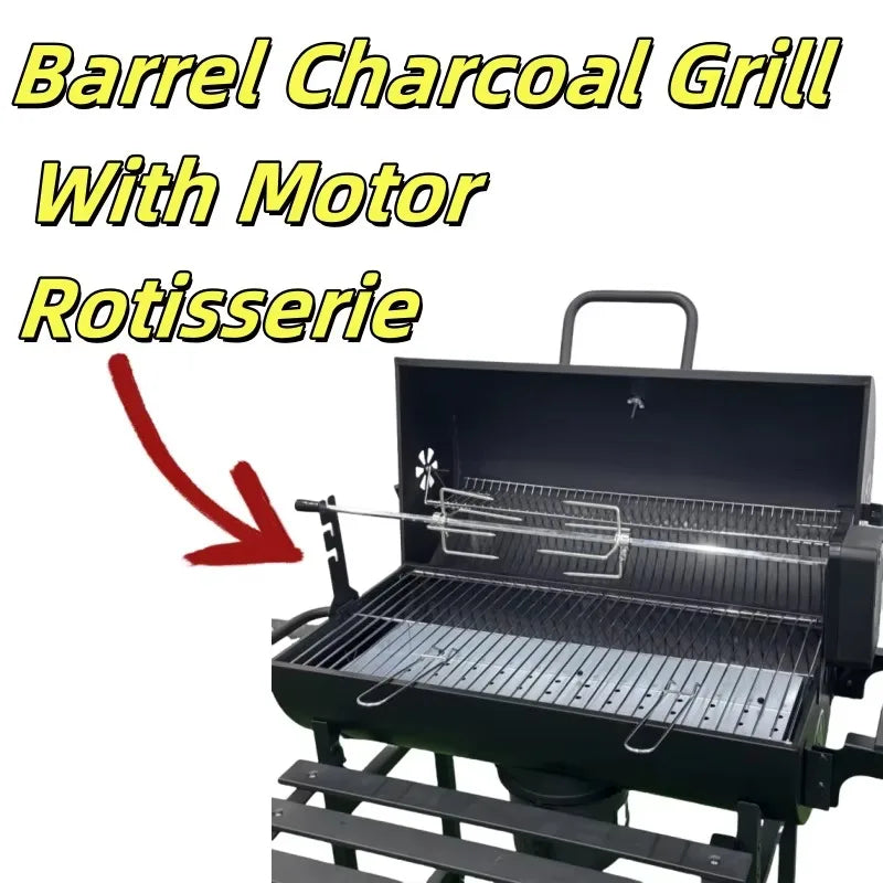 Outdoor Kitchen Barbeque Barbecue Large Heavy Duty Trolley Grill Barrel Charcoal Grill BBQ Smoker with Lid