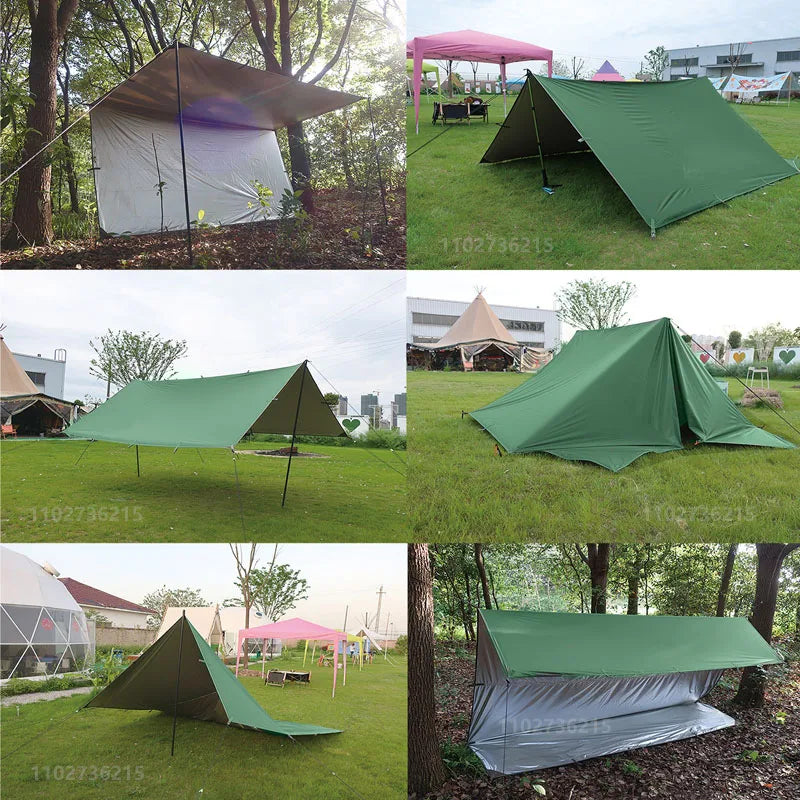 19 Hanging Point Tent Waterproof Tarpaulin Sunshade Canopy Outdoor Backpack Waterproof Camping Sunshade