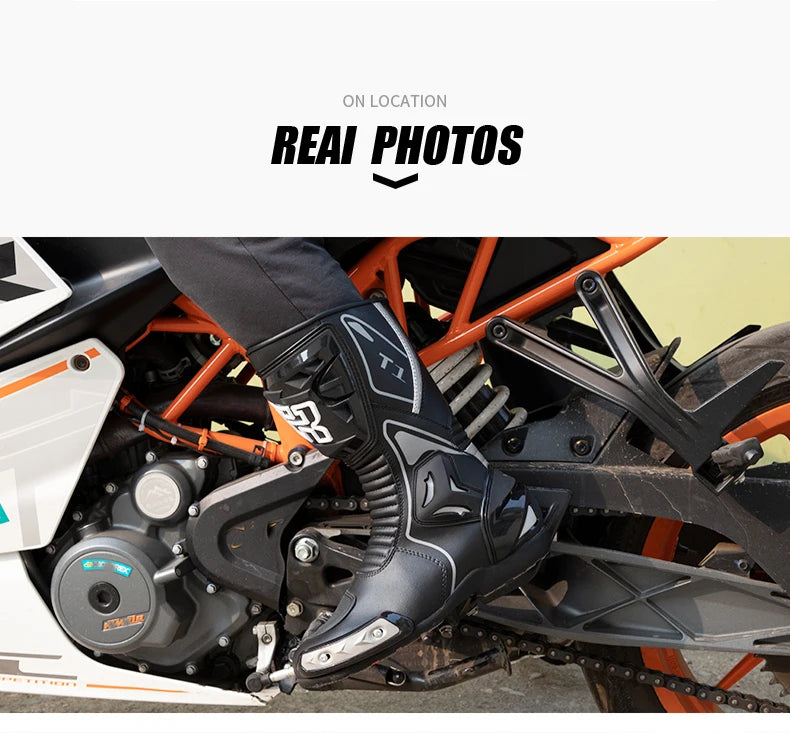 Motorcycle Road Racing Boots Professional Biker Shoes Motorbike Long Riding Protective Gear Shift Microfibe Leather boot